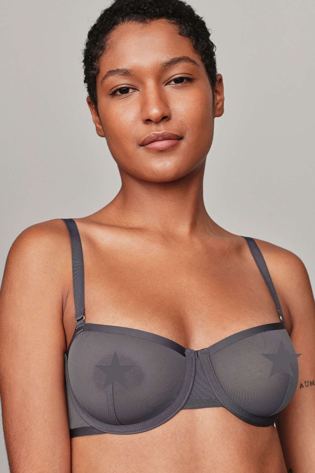 cuup lingerie underwear alma thomas art-inspired capsule gray slate sheer bra