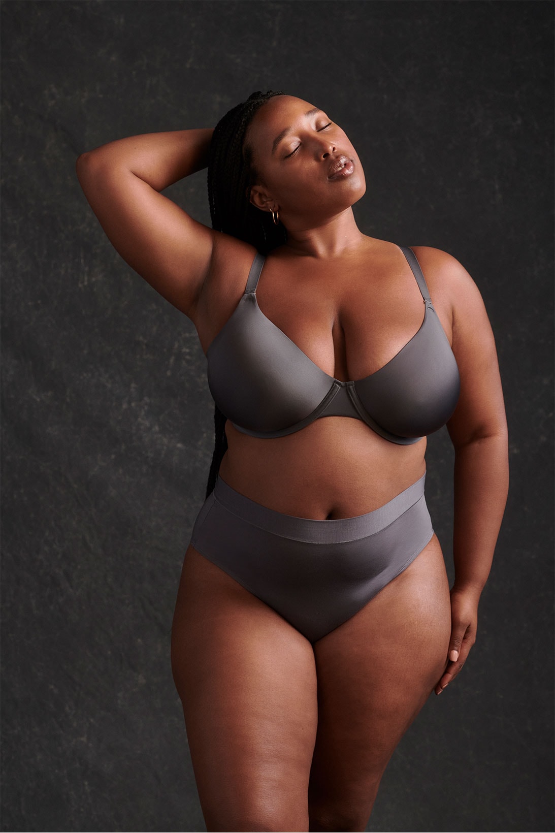 cuup lingerie underwear alma thomas art-inspired capsule gray slate bra panties briefs mid rise