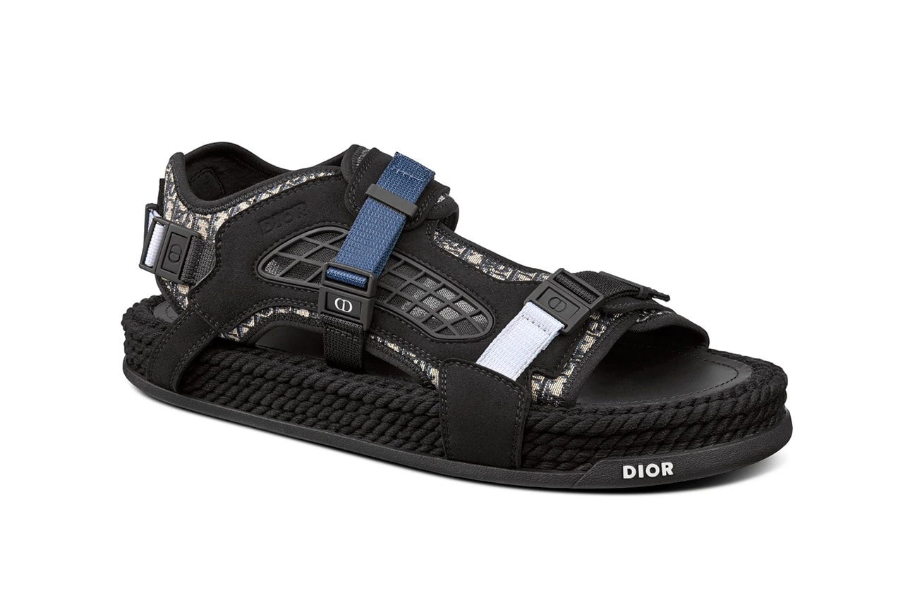 dior atlas sandals beige black oblique print pattern details straps