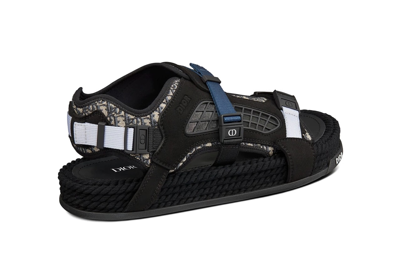 dior atlas sandals beige black oblique print pattern back details heel strap