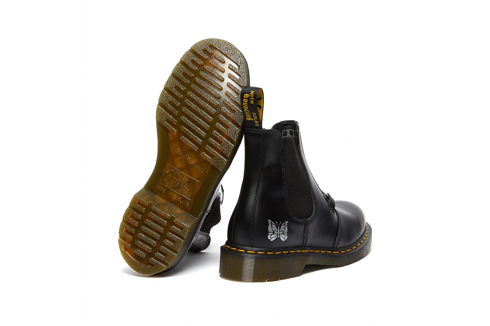 dr martens needles 2976 chelsea boot collaboration black colorway sole heel