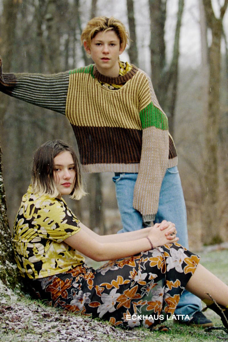eckhaus latta spring summer campaign knitwear sweaters dresses shirt jeans