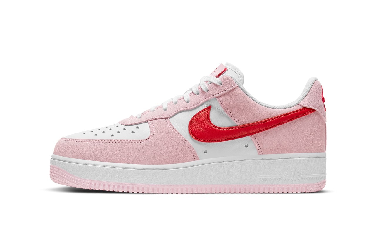 nike air force 1 af1 07 valentine's day pink red heart lateral swoosh