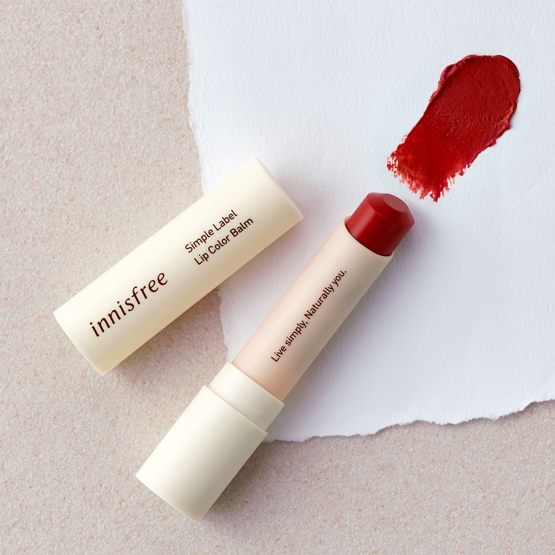 innisfree vegan makeup collection k-beauty simple label lip color balm swatch paper