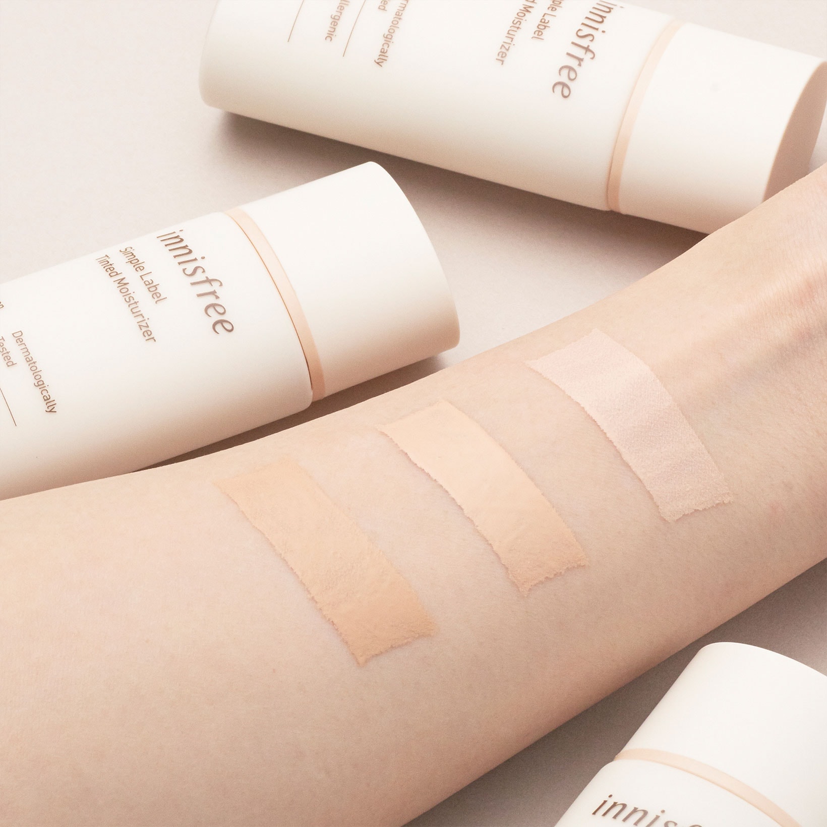 innisfree vegan makeup collection k-beauty simple label tinted moisturizer color swatch