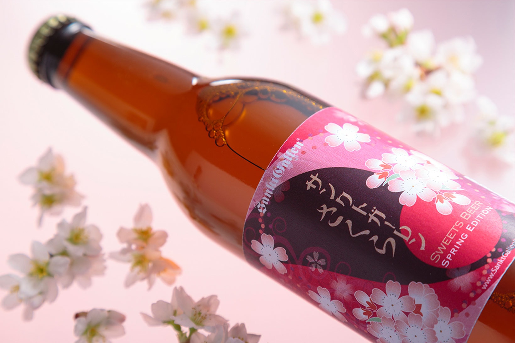 cherry blossom beer alcohol drink japan sankt gallen flower petals packaging label
