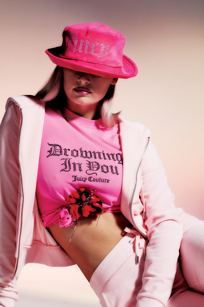 juicy couture spring summer ss21 campaign collection velour tracksuit logo hat