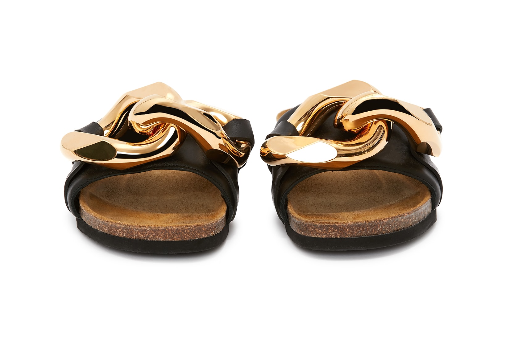 JW Anderson Chain Loafer Slide Gold Footwear Shoes Black Front