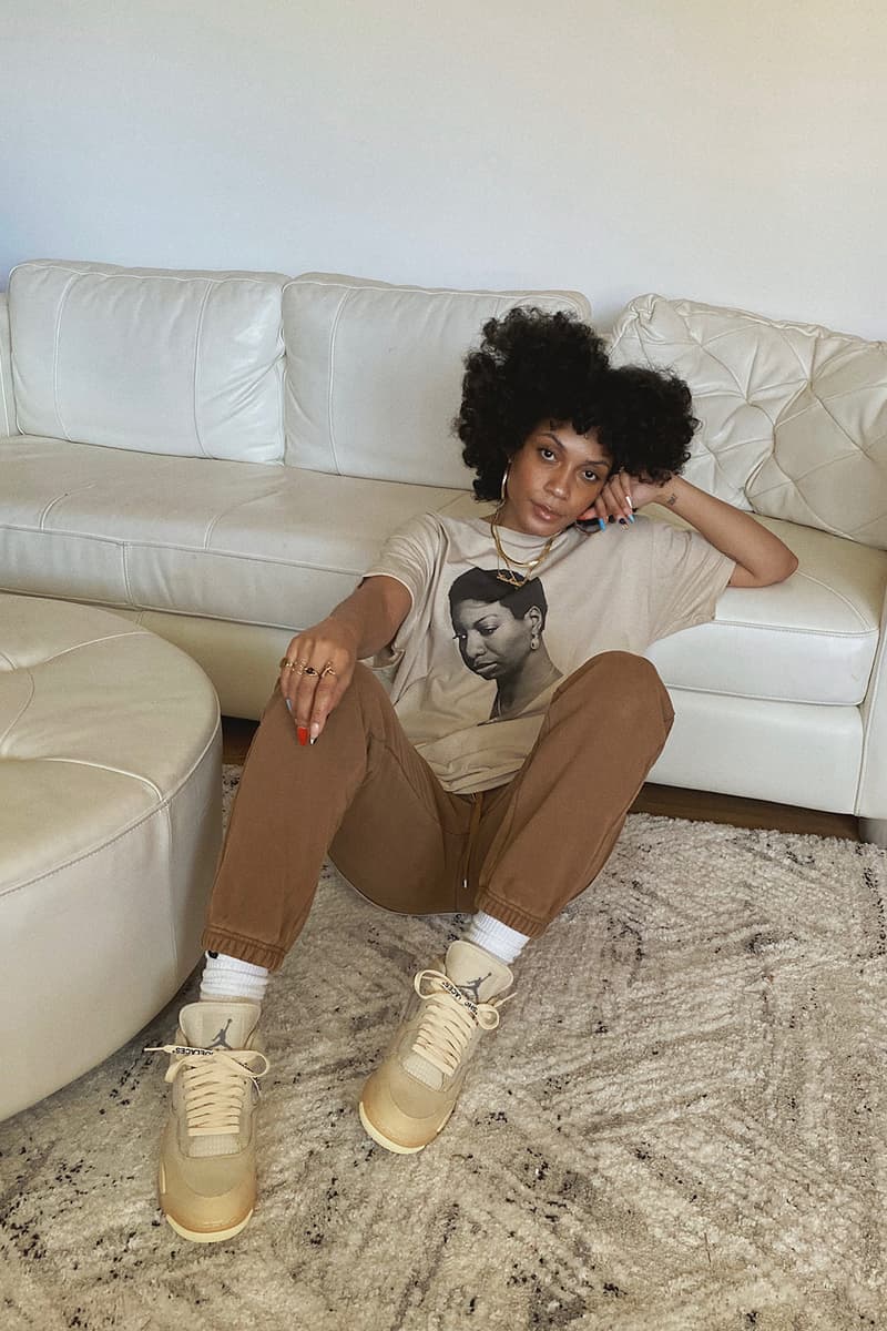 kia marie sneaker collector new york city content creator stylist influencer off white nike air jordan 4 sail