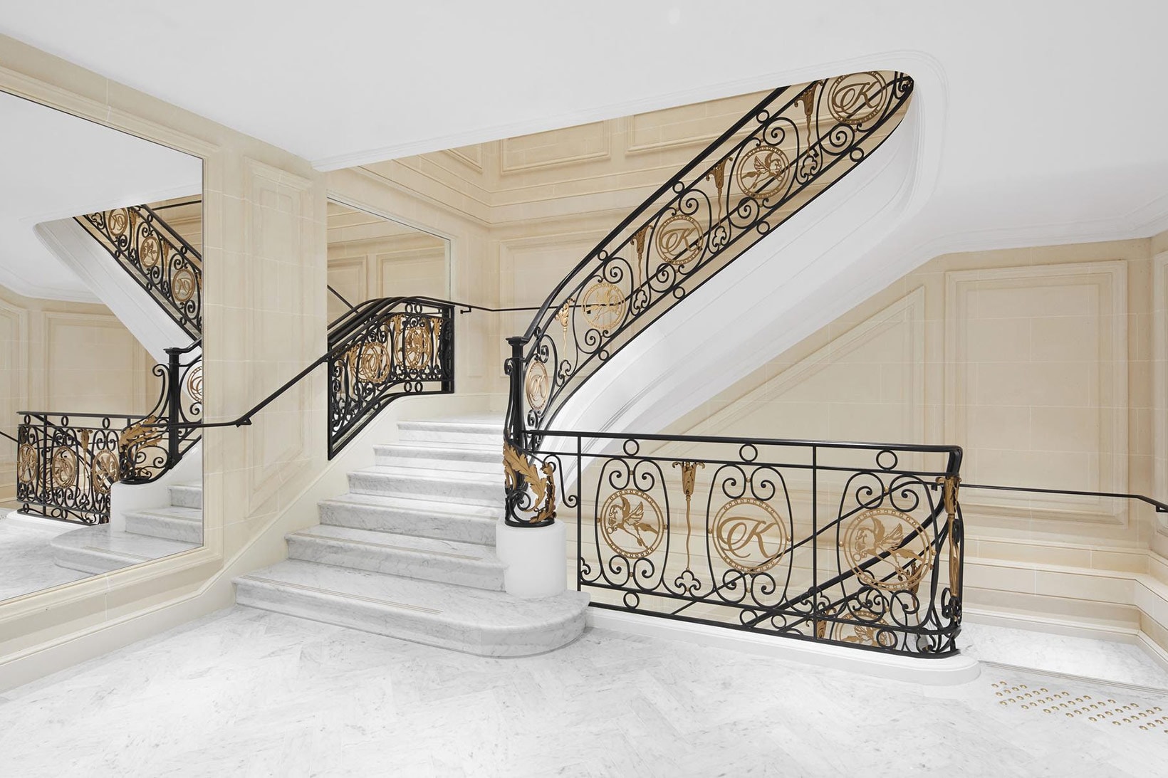 kith paris france retail store flagship interior stairs