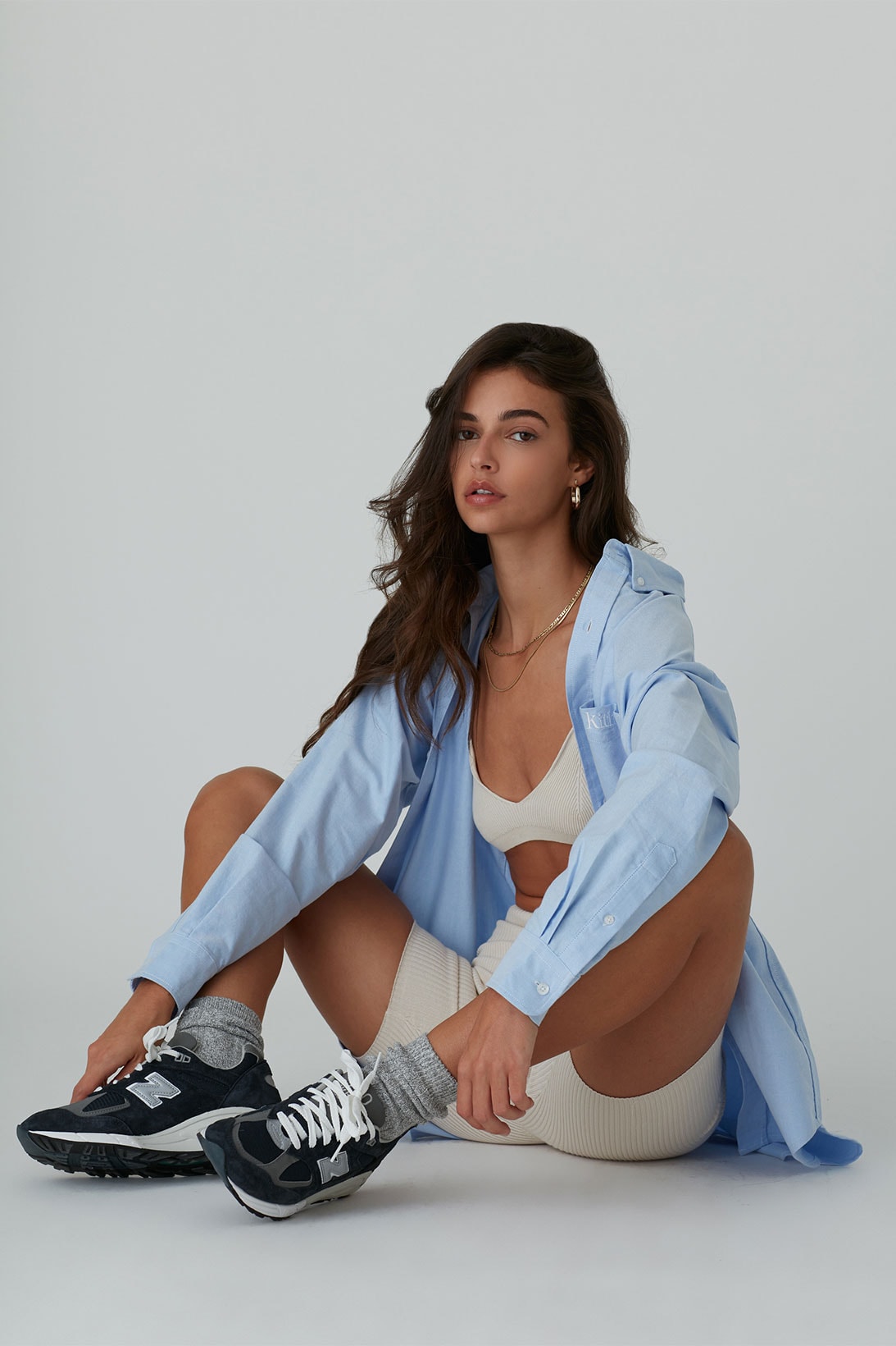 kith women spring 2021 collection shirt bra top new balance sneakers shorts