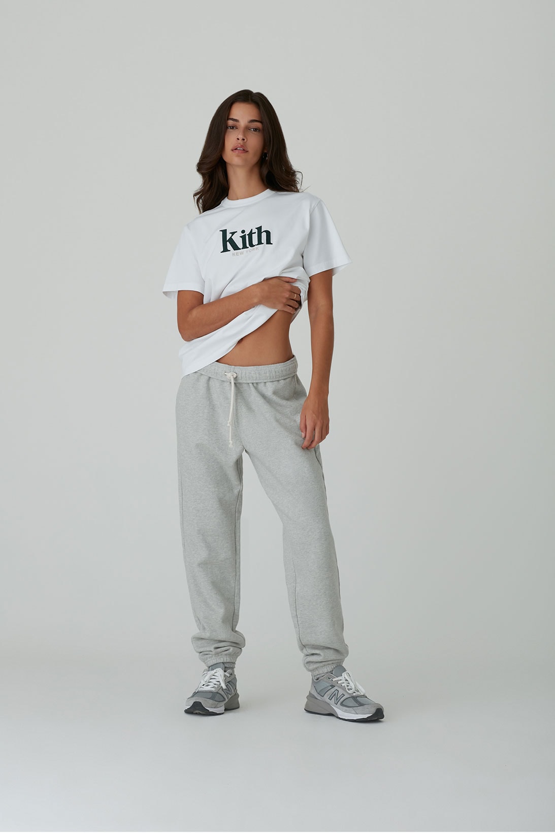 kith women spring 2021 collection logo t-shirt white jogger pants sweats