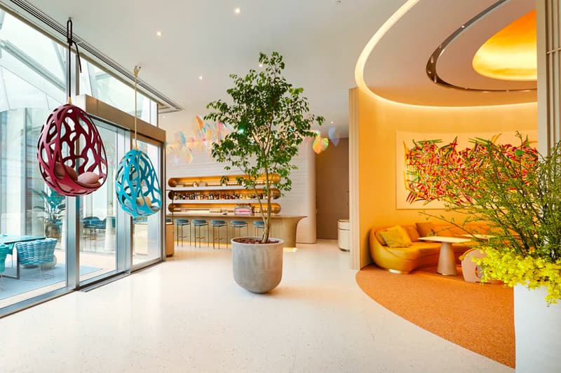louis vuitton lv first restaurant le cafe v sugalabo osaka japan interior lobby plant window