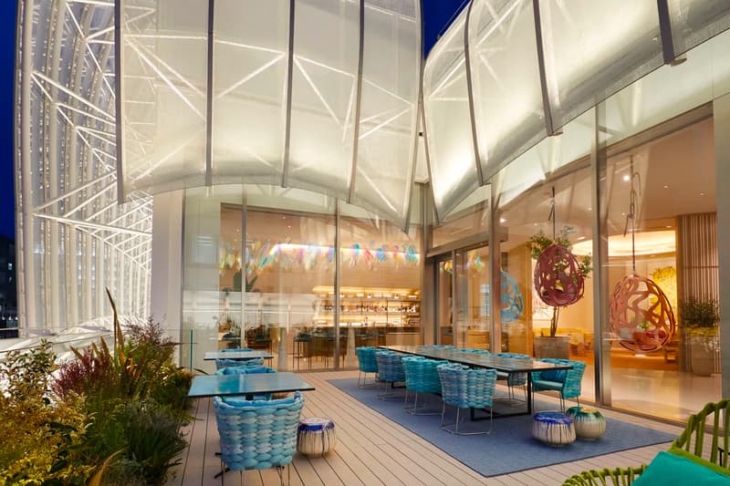 louis vuitton lv first restaurant le cafe v sugalabo osaka japan interior outdoor rooftop terrace bar
