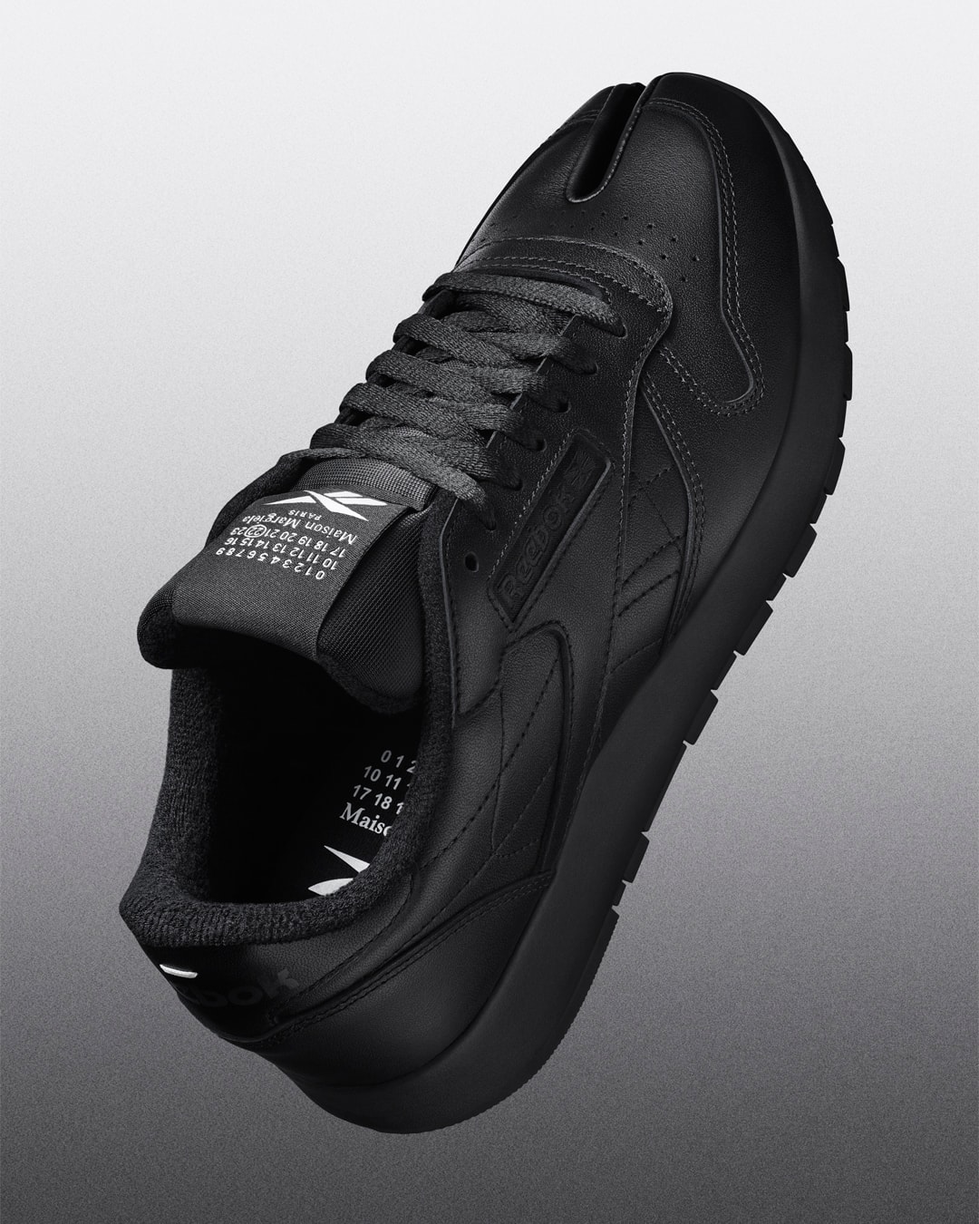 maison margiela reebok classic leather tabi toe sneakers collaboration black