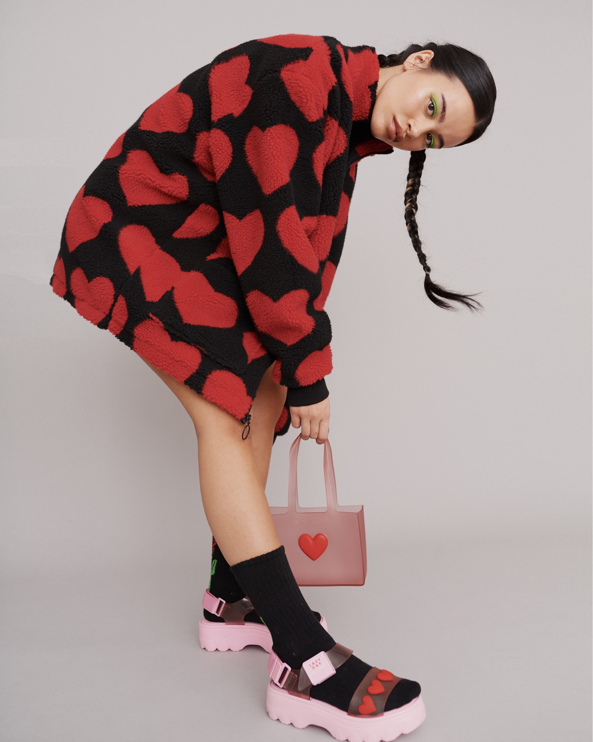 melissa lazy oaf jelly platform sandals collaboration heart jacket socks bag