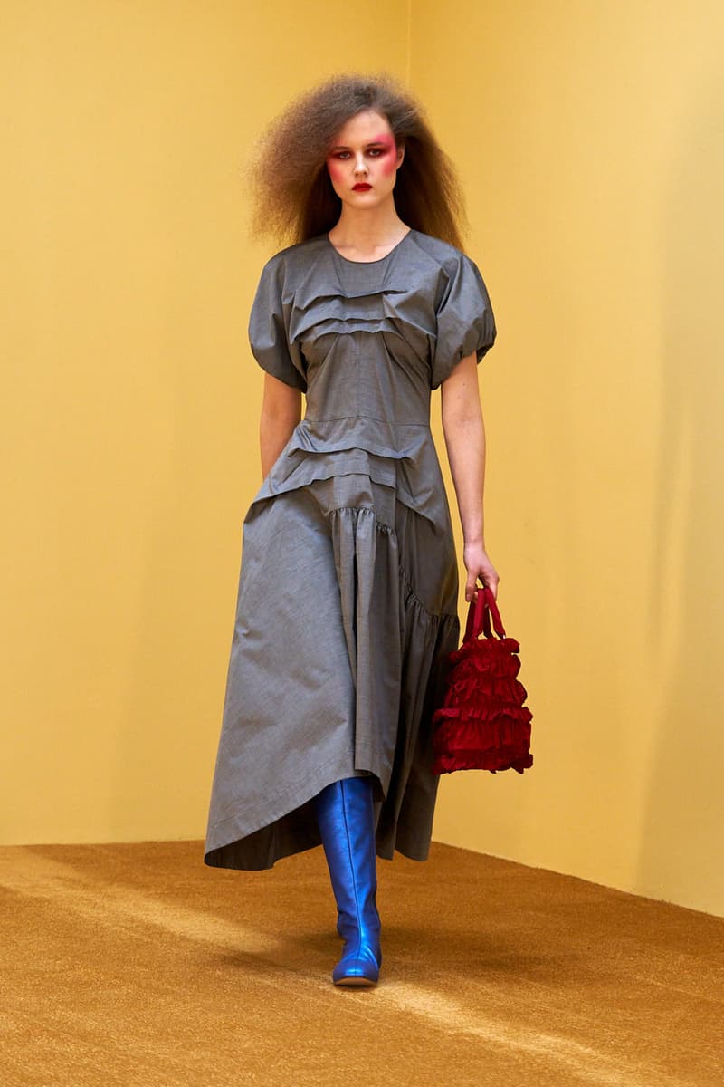 molly goddard fall winter 2021 fw21 collection london fashion week lfw dress metallic boots