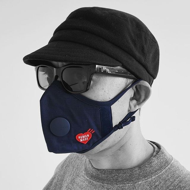 nigo human made airinum urban face mask 2.0 black cap sunglasses navy blue red heart
