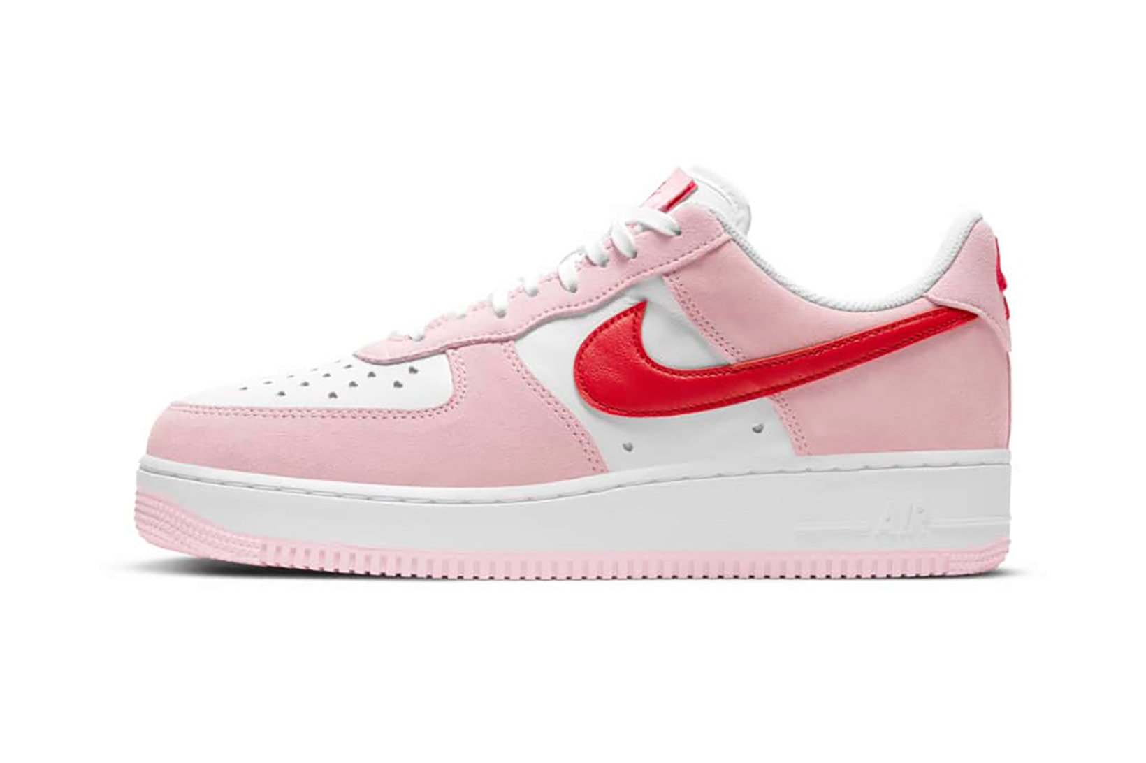 nike air force 1 af1 07 valentines day sneakers pink red white shoes footwear kicks sneakerhead lateral