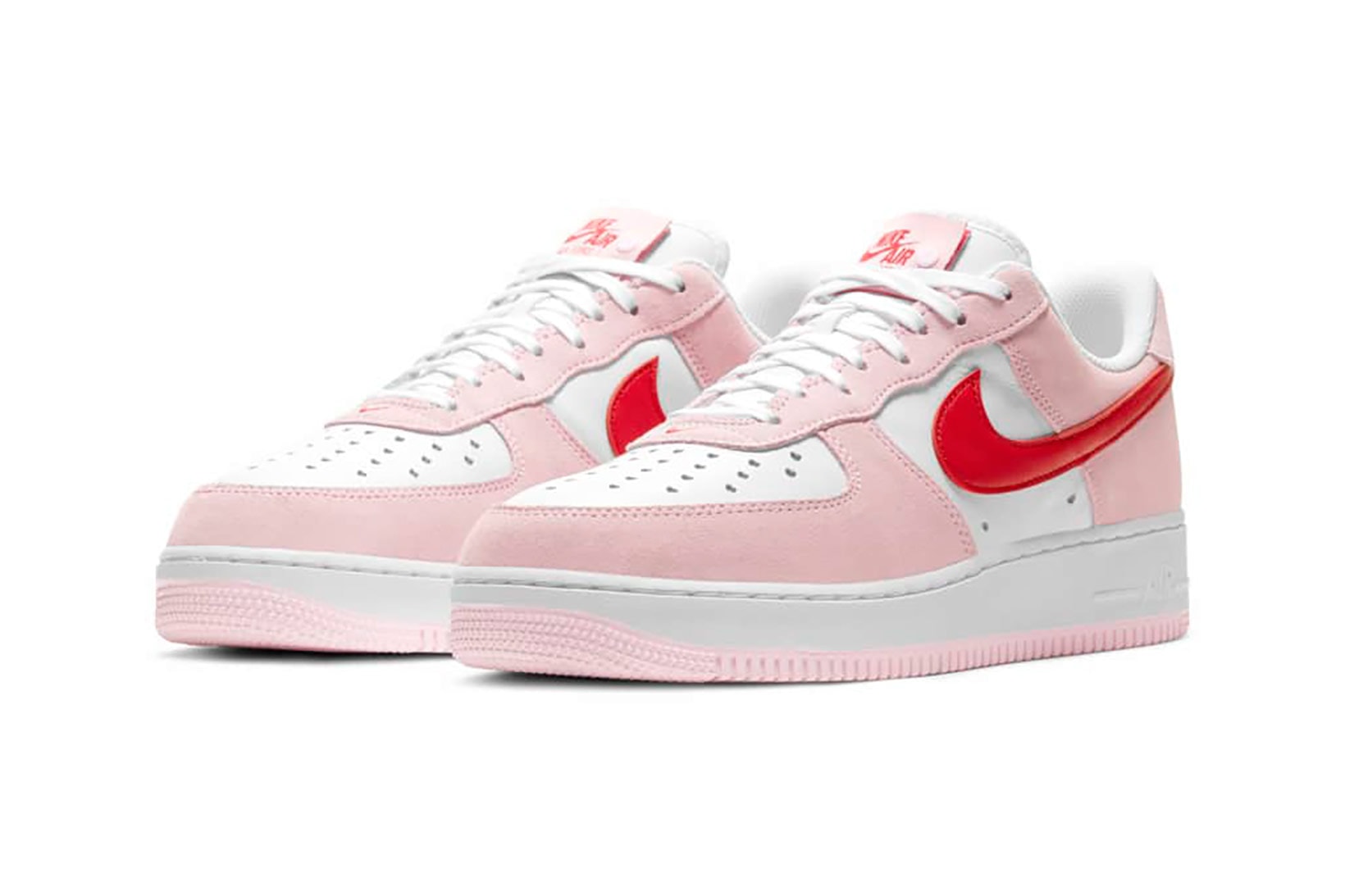 nike air force 1 af1 07 valentines day sneakers pink red white shoes footwear kicks sneakerhead lateral laces