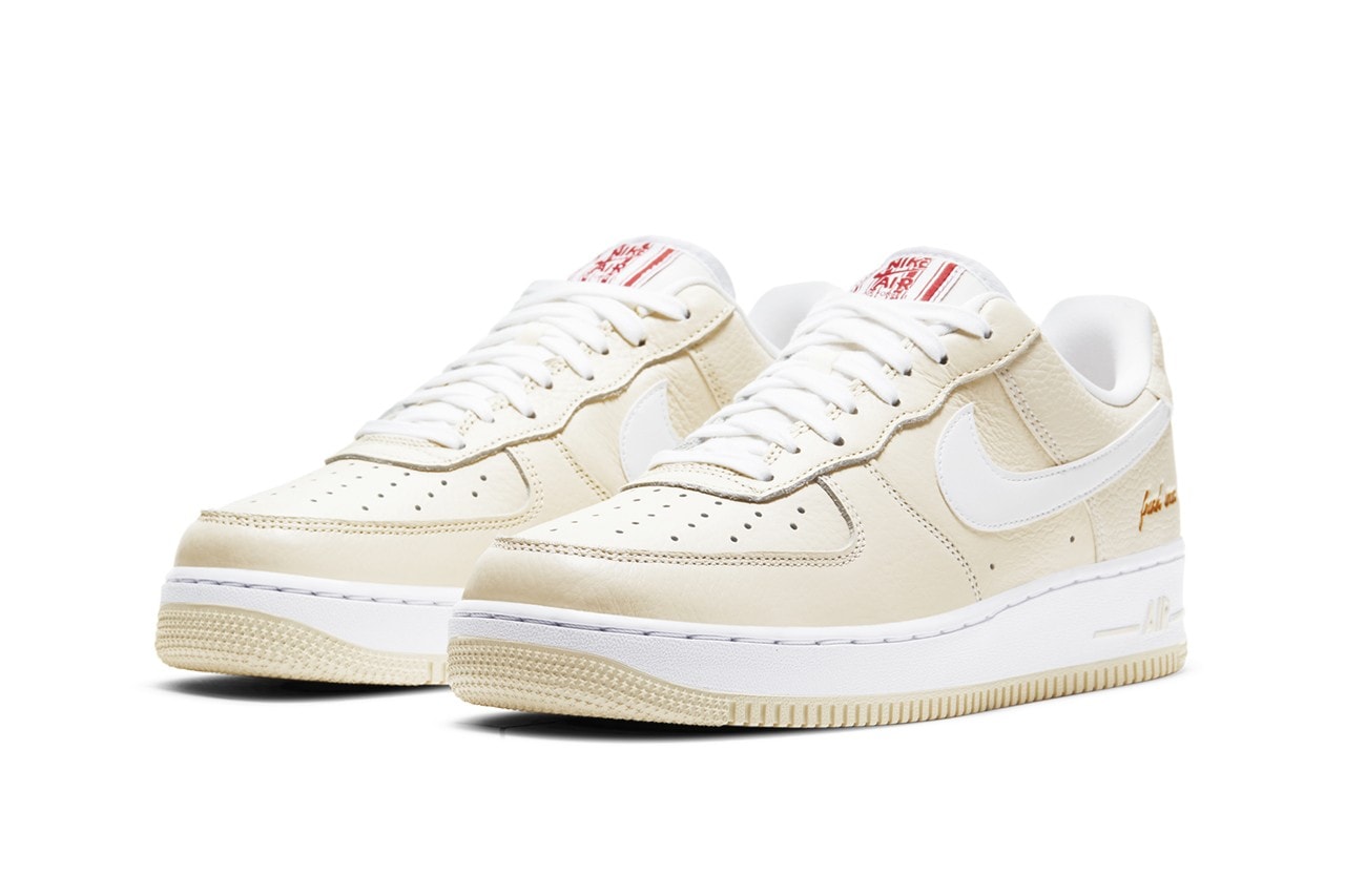 nike air force 1 af1 low popcorn sneakers cream white red colorway footwear shoes sneakerhead laces lateral