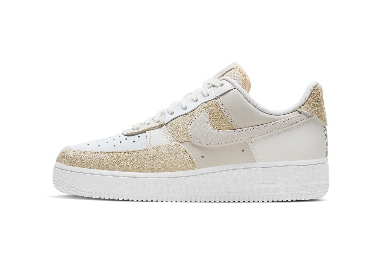 nike air force 1 af1 low beach white suede sand beige side swoosh lateral
