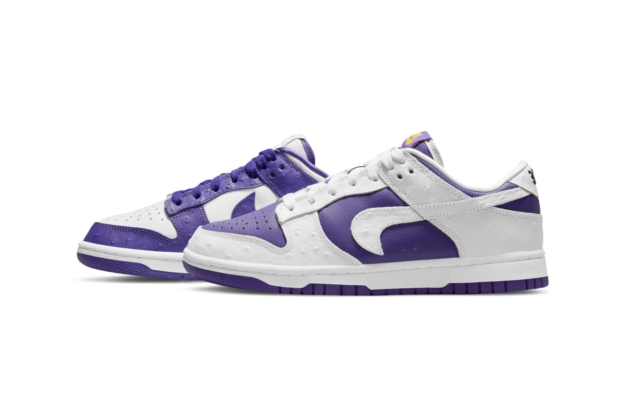 white and purple nike dunks