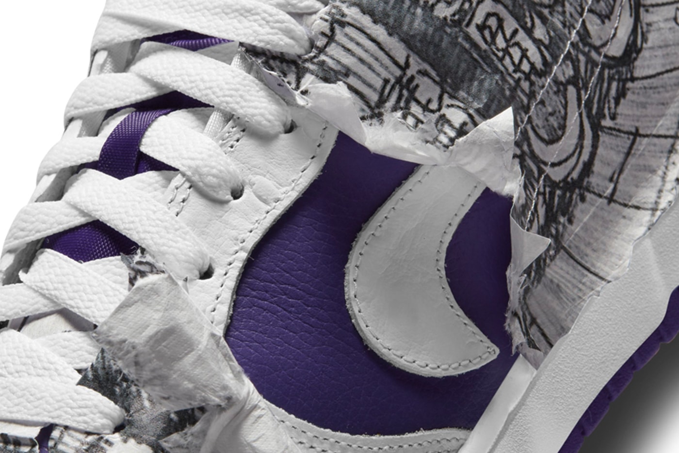 nike dunk low flip the old school purple white details wrapping tissue paper