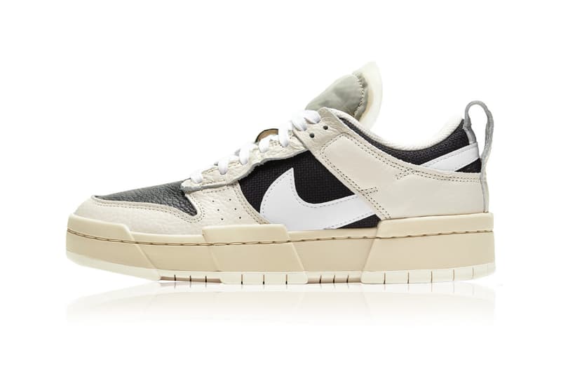 nike womens dunk low disrupt sneakers pale ivory cream white black colorway footwear shoes sneakerhead