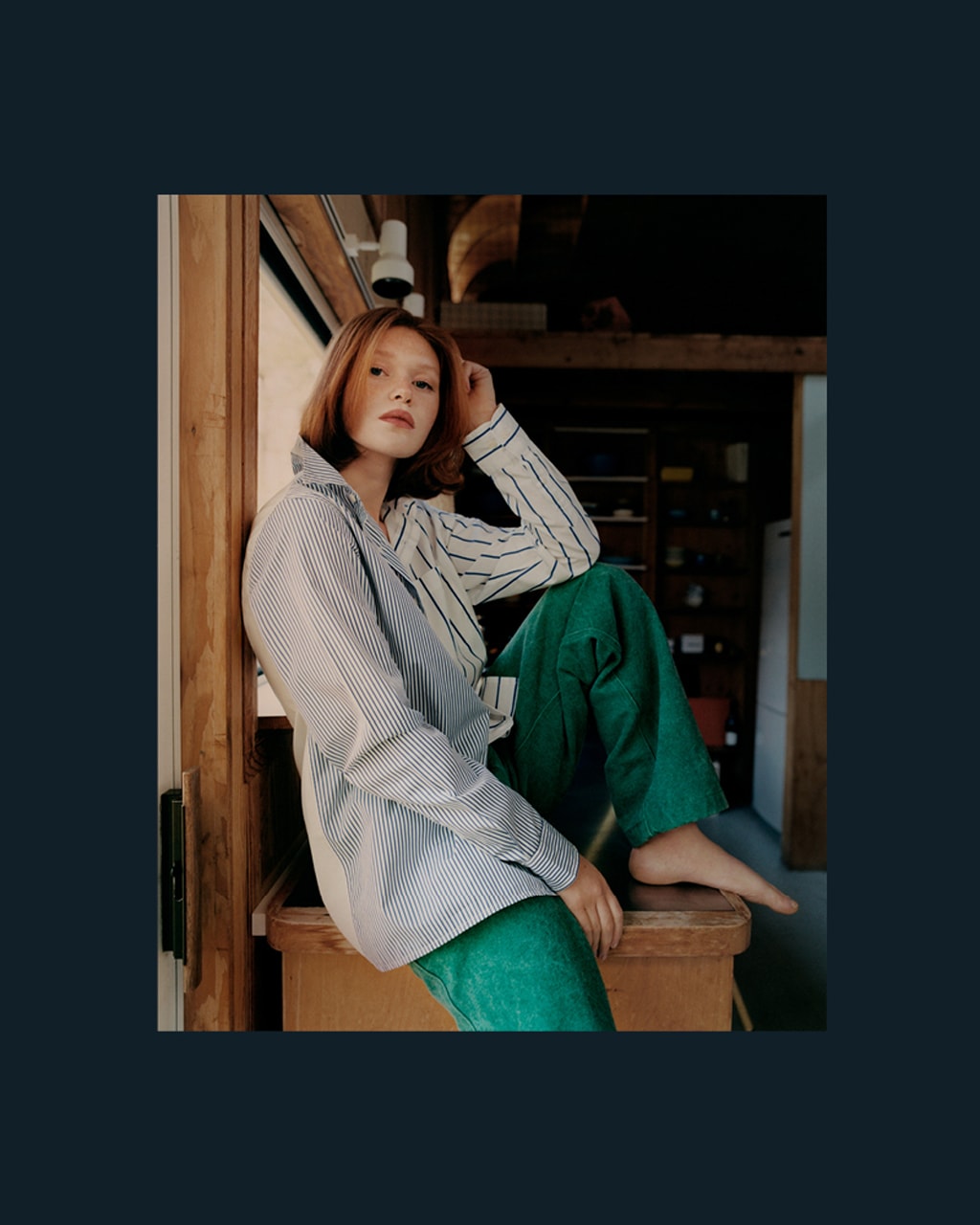 noah clothing ny spring summer 2021 collection campaign womenswear jeans shirt shirt trousers green