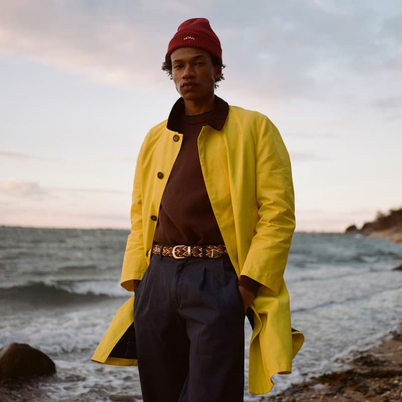noah clothing ny spring summer 2021 collection campaign menswear coat beanie