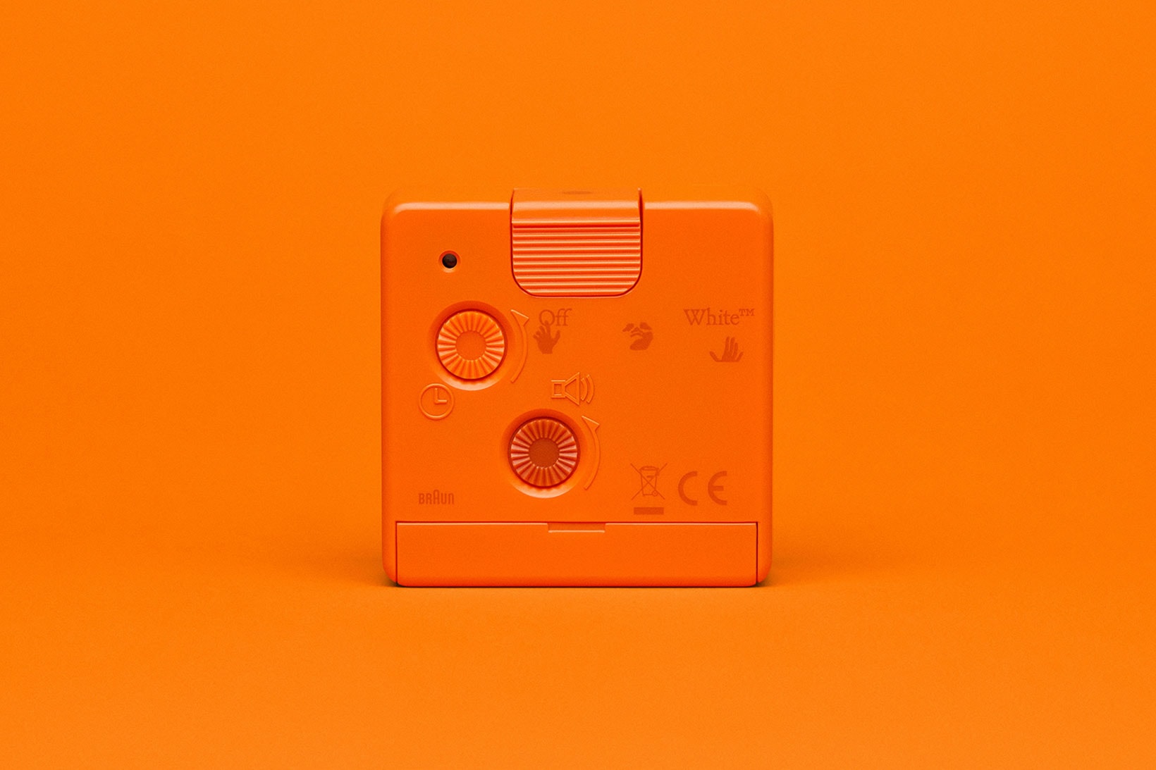 off-white braun alarm clocks collaboration home decor accessories orange back details buttons