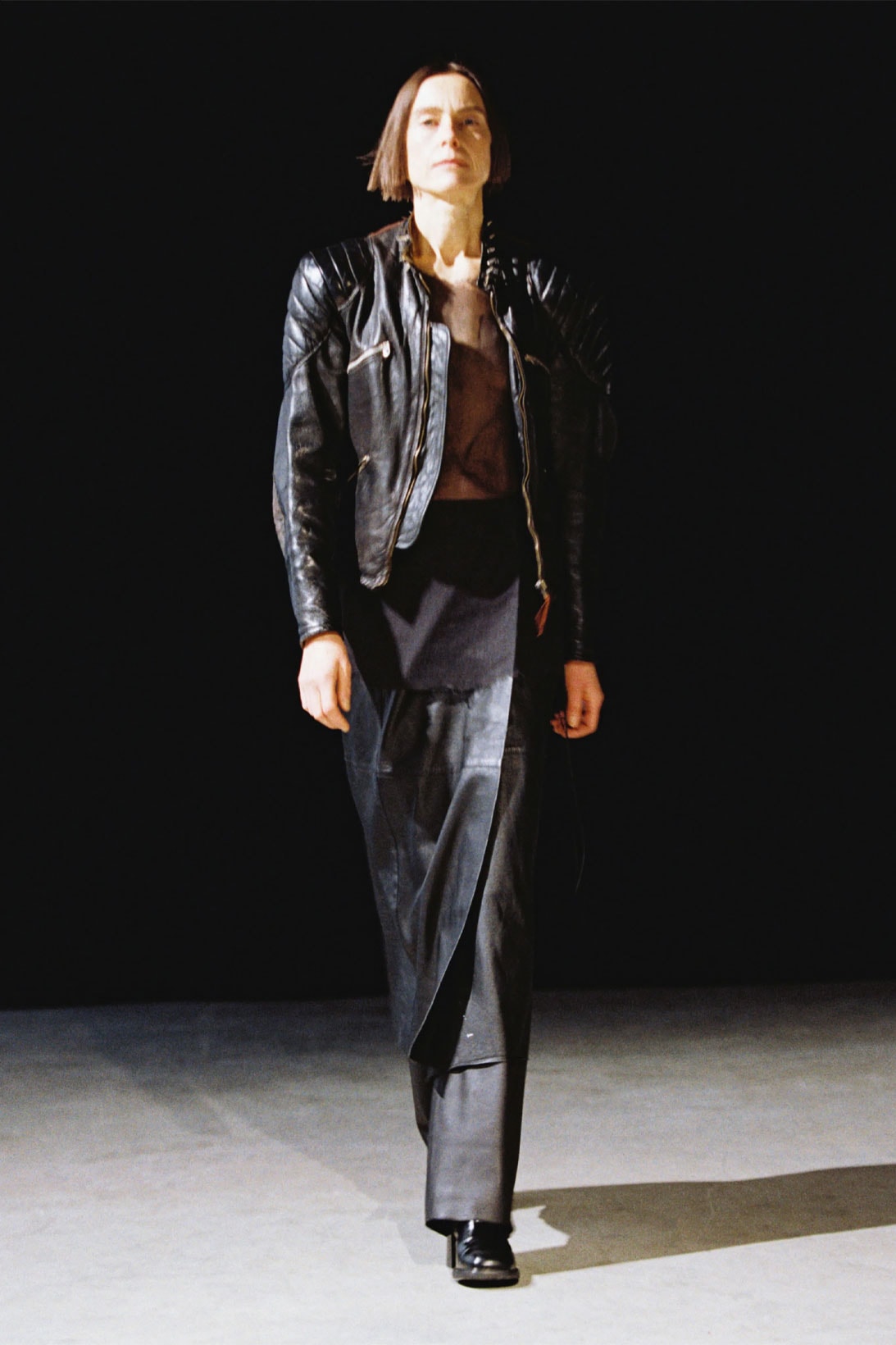 our legacy fw21 fall winter 2021 collection runway leather jacket suit