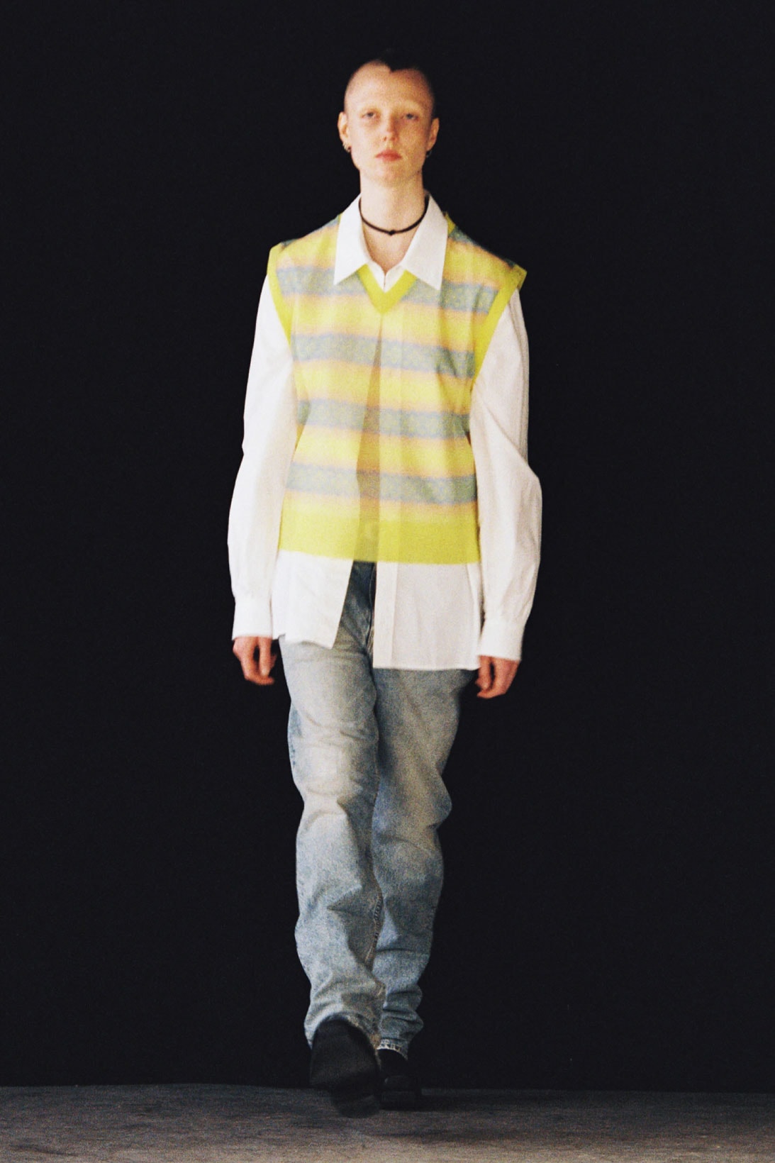our legacy fw21 fall winter 2021 collection runway sweater vest stripe shirt jeans