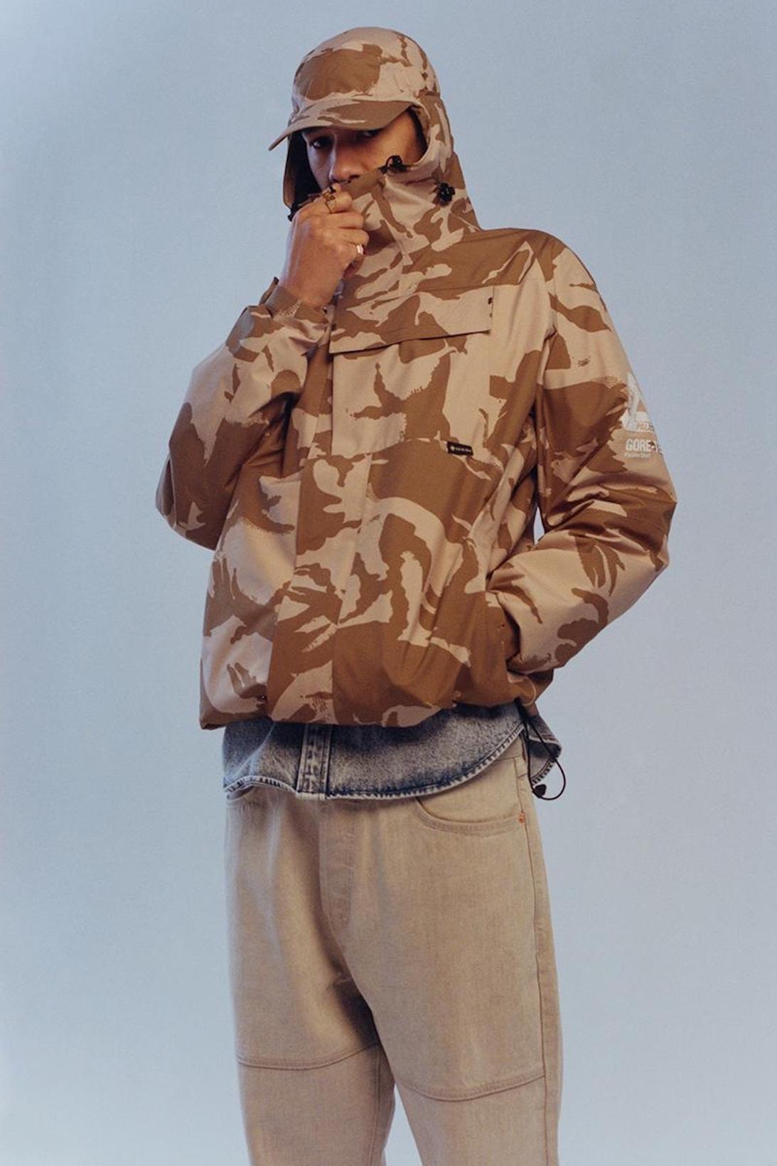 palace skateboards spring summer collection lookbook camo hat jacket outerwear pants brown