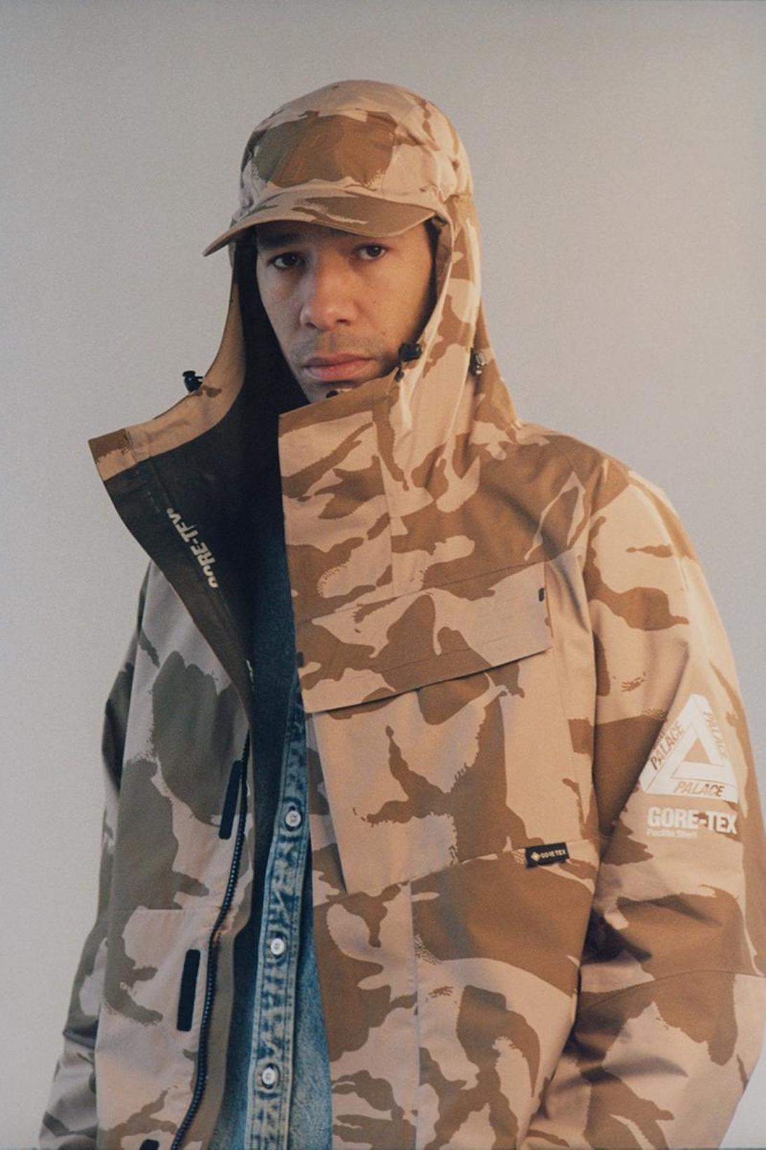 palace skateboards spring summer collection lookbook camo hat jacket outerwear brown gore tex
