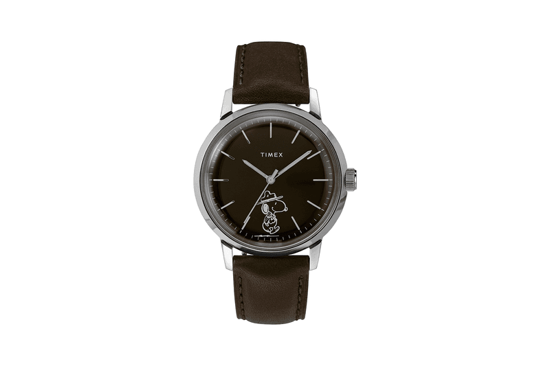 peanuts timex marlin automatic snoopy beagle scout collaboration watches brown front