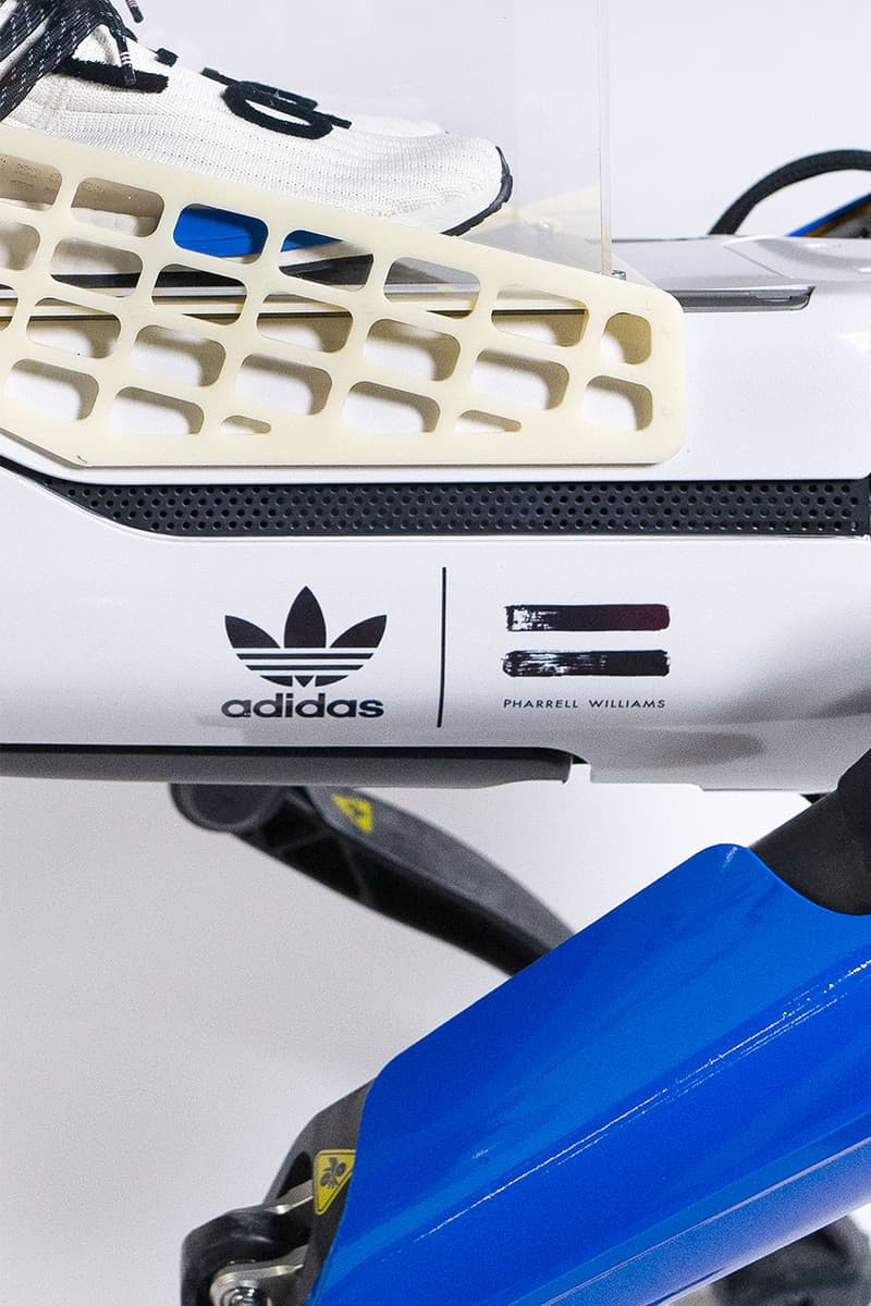 pharrell williams adidas originals hu nmd cream sneakers robot campaign logo details