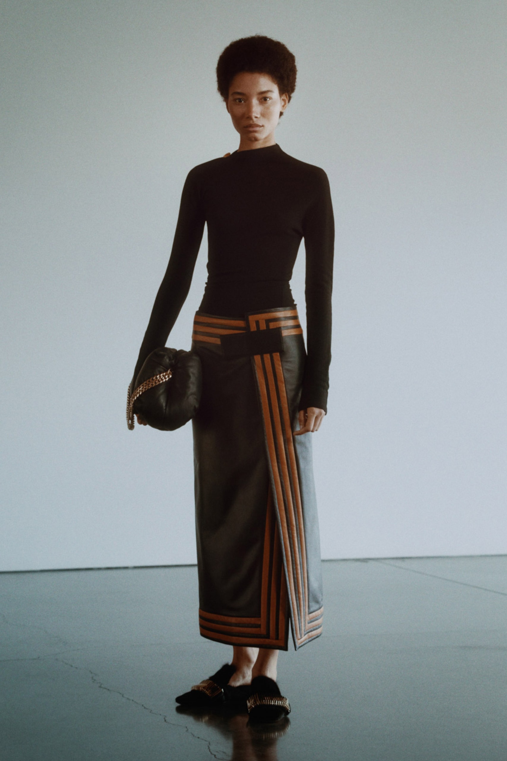 proenza schouler fall winter 2021 fw21 collection lookbook new york fashion week nyfw knit top leather skirt stripes