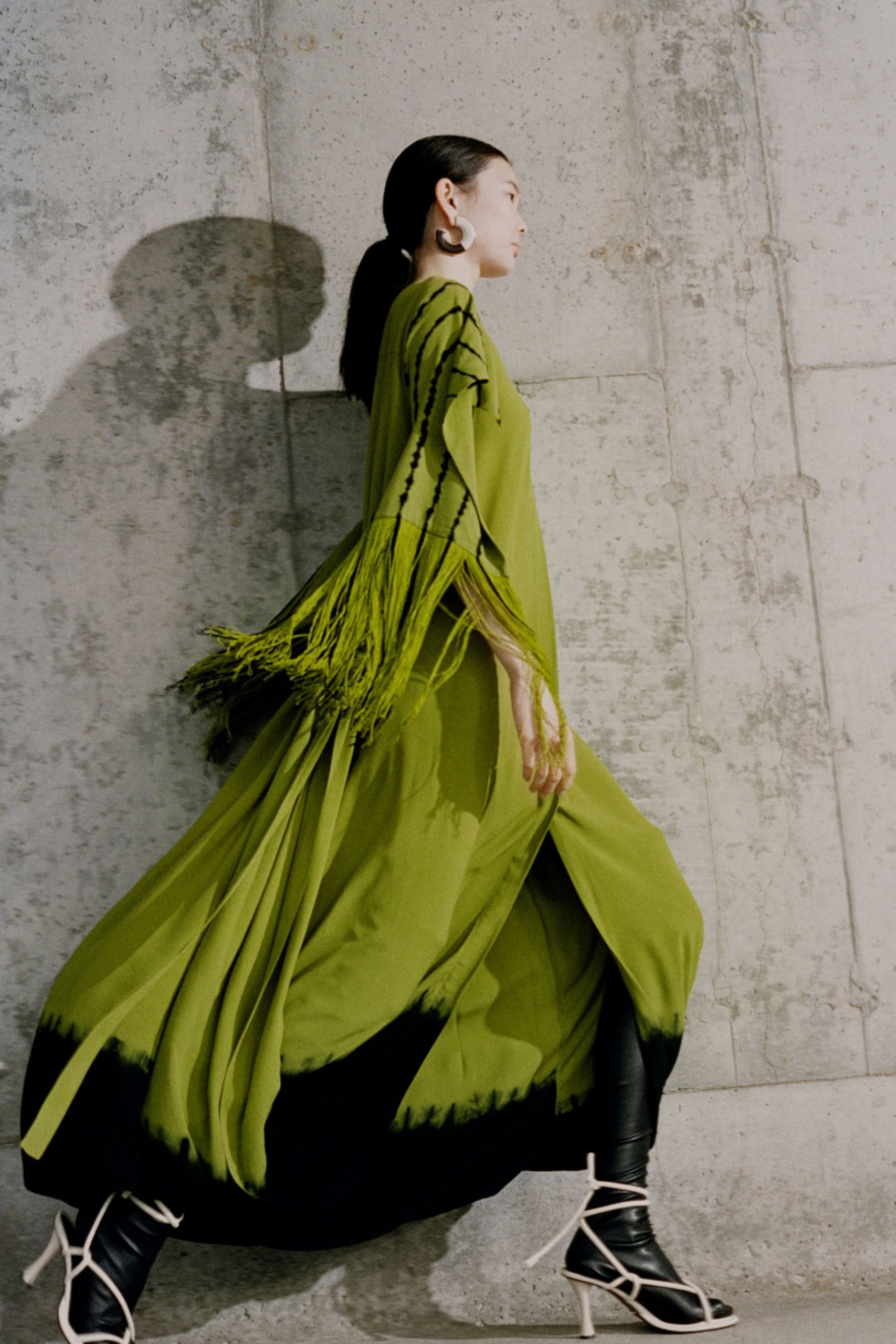 proenza schouler fall winter 2021 fw21 collection lookbook new york fashion week nyfw green fringes dress