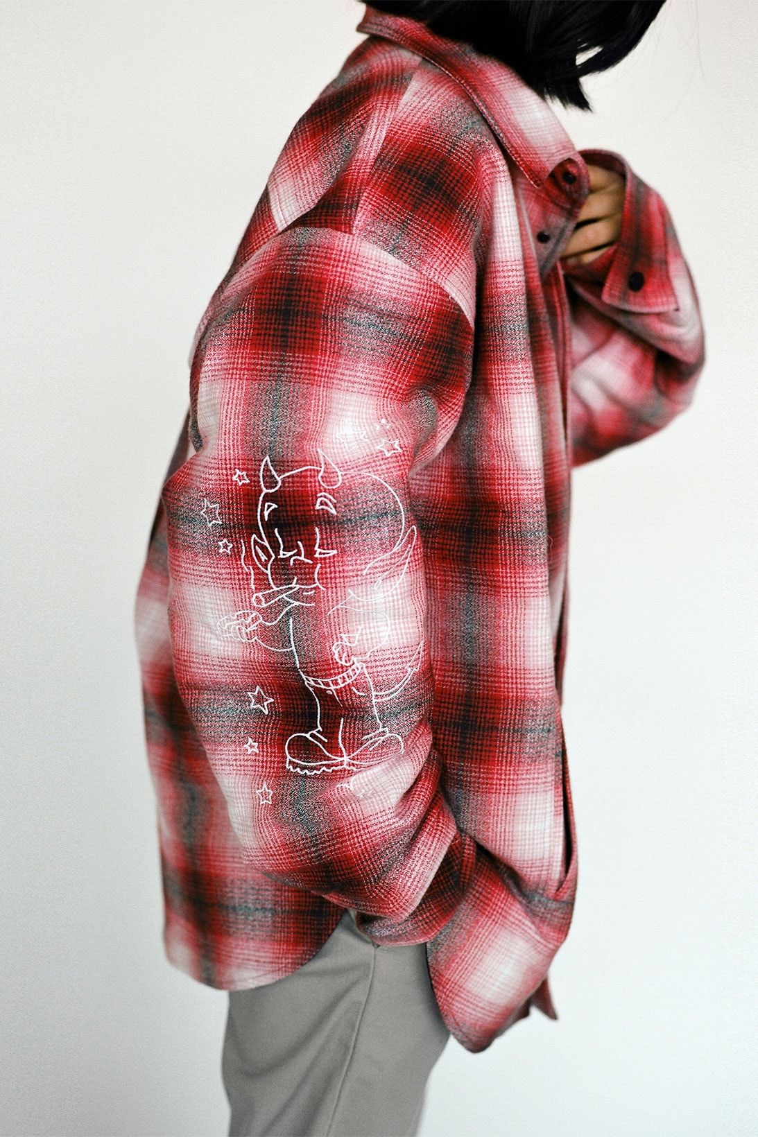 saintwoods sw 011 collection red plaid check pattern shirt flannel little devil