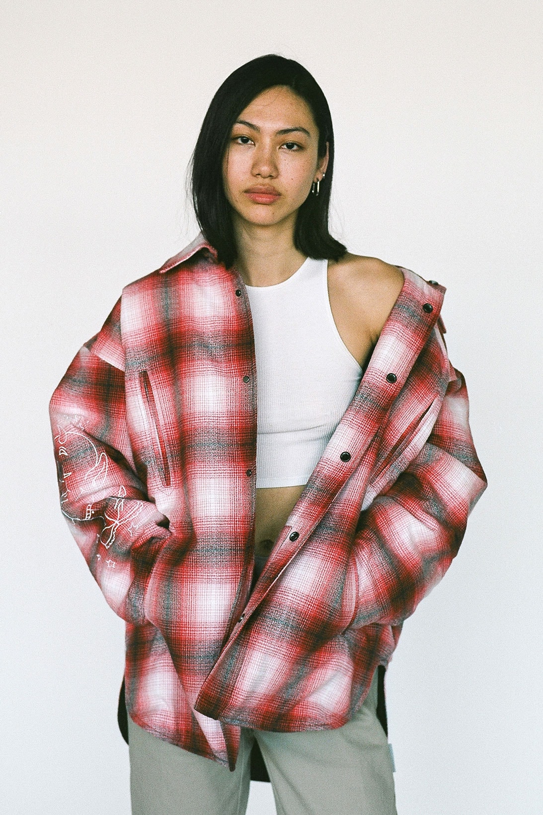 saintwoods sw 011 collection red plaid check pattern shirt flannel little devil tank top