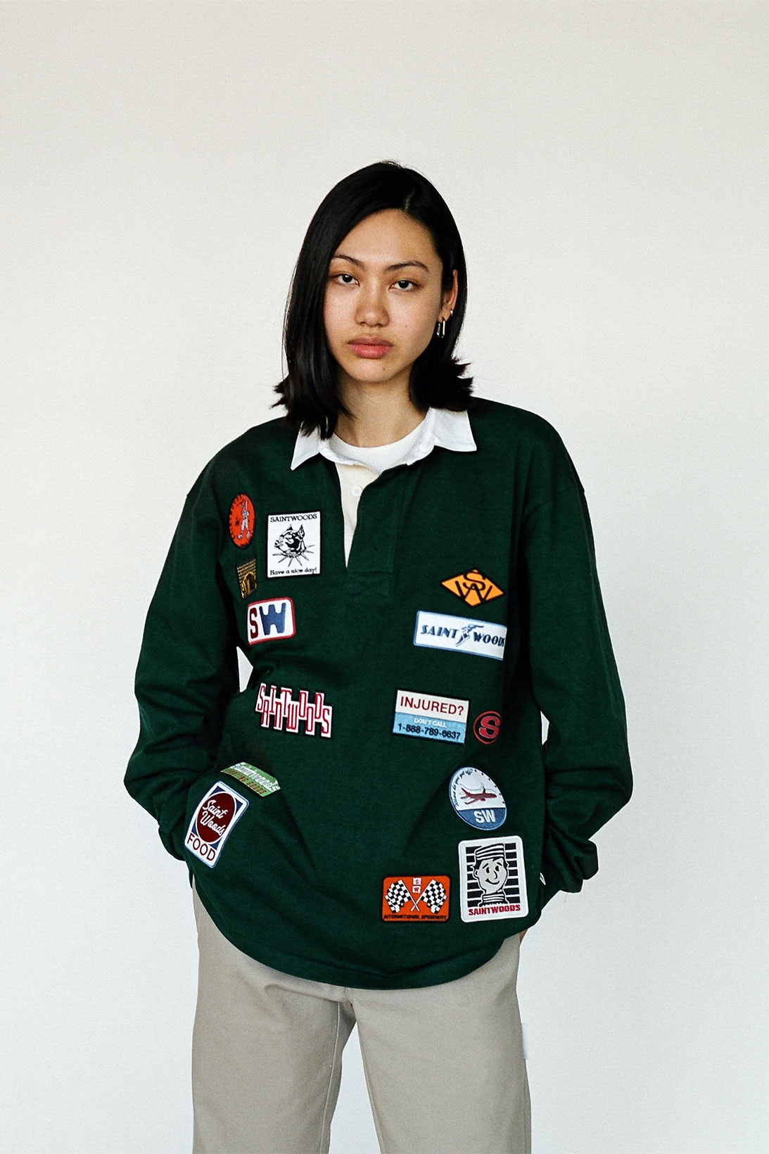 saintwoods sw 011 collection sweater top collar patches