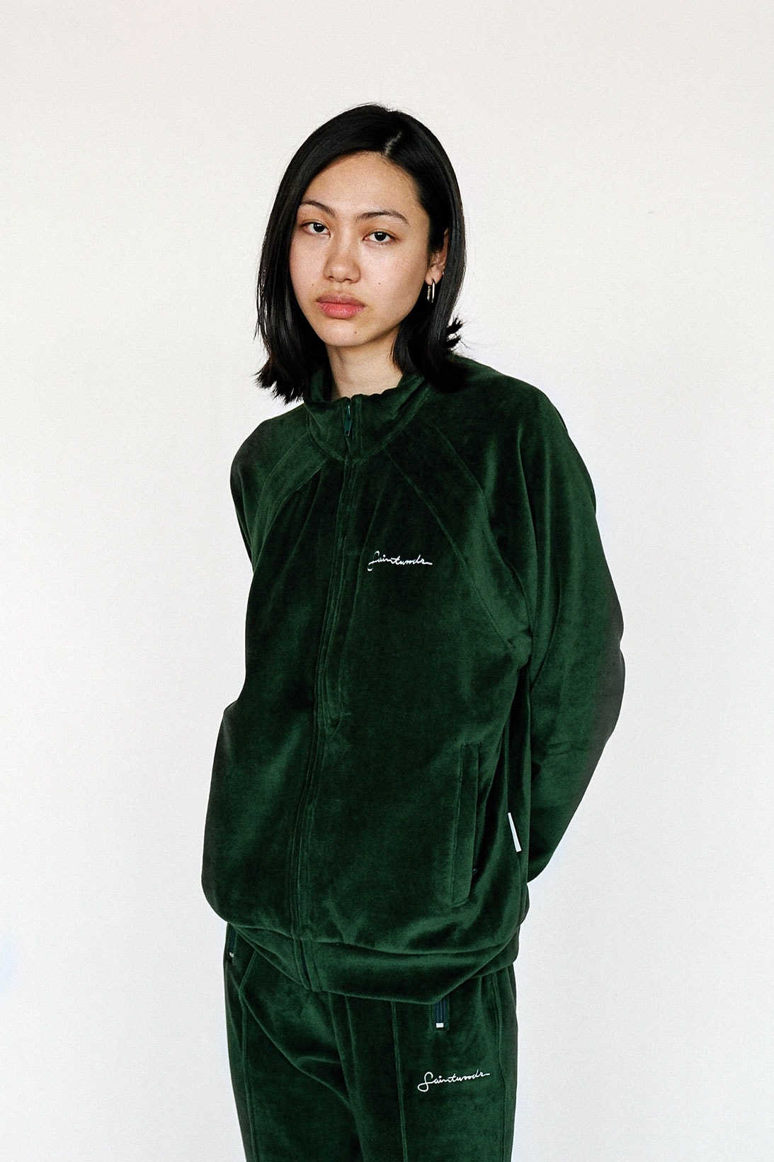 saintwoods sw 011 collection green velour tracksuit jackets pants