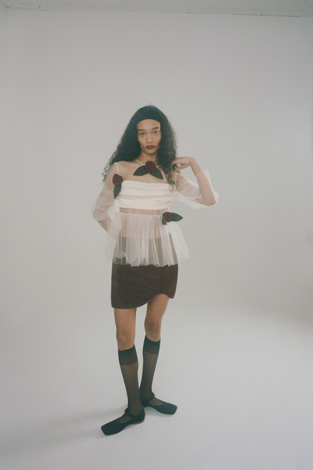 sandy liang fall winter 2021 fw21 collection tulle top skirt