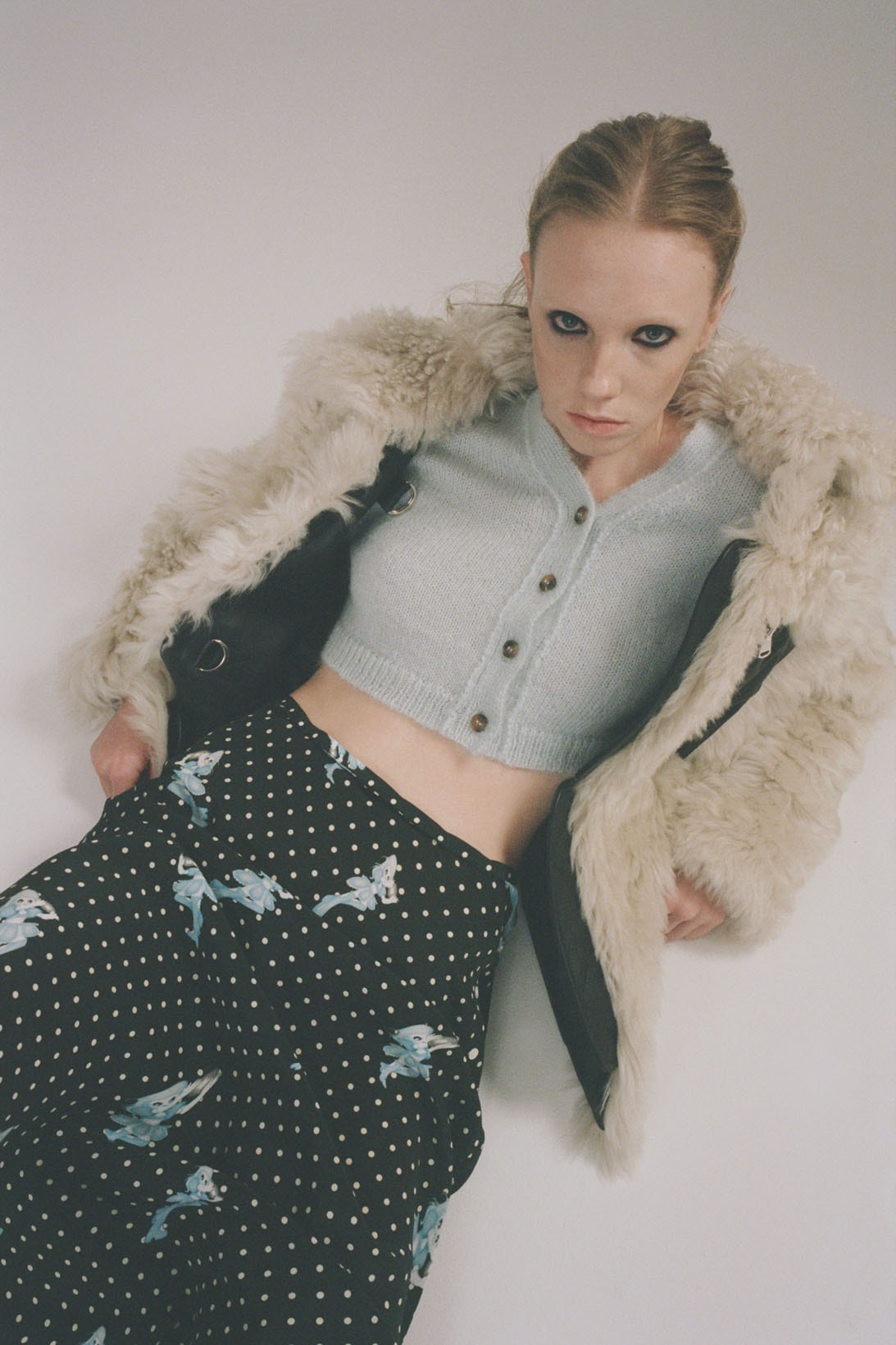 sandy liang fall winter 2021 fw21 collection polka dot print pattern skirt fleece jacket