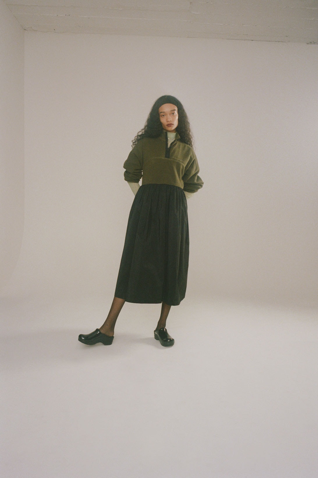 sandy liang fall winter 2021 fw21 collection fleece jacket pleated skirt