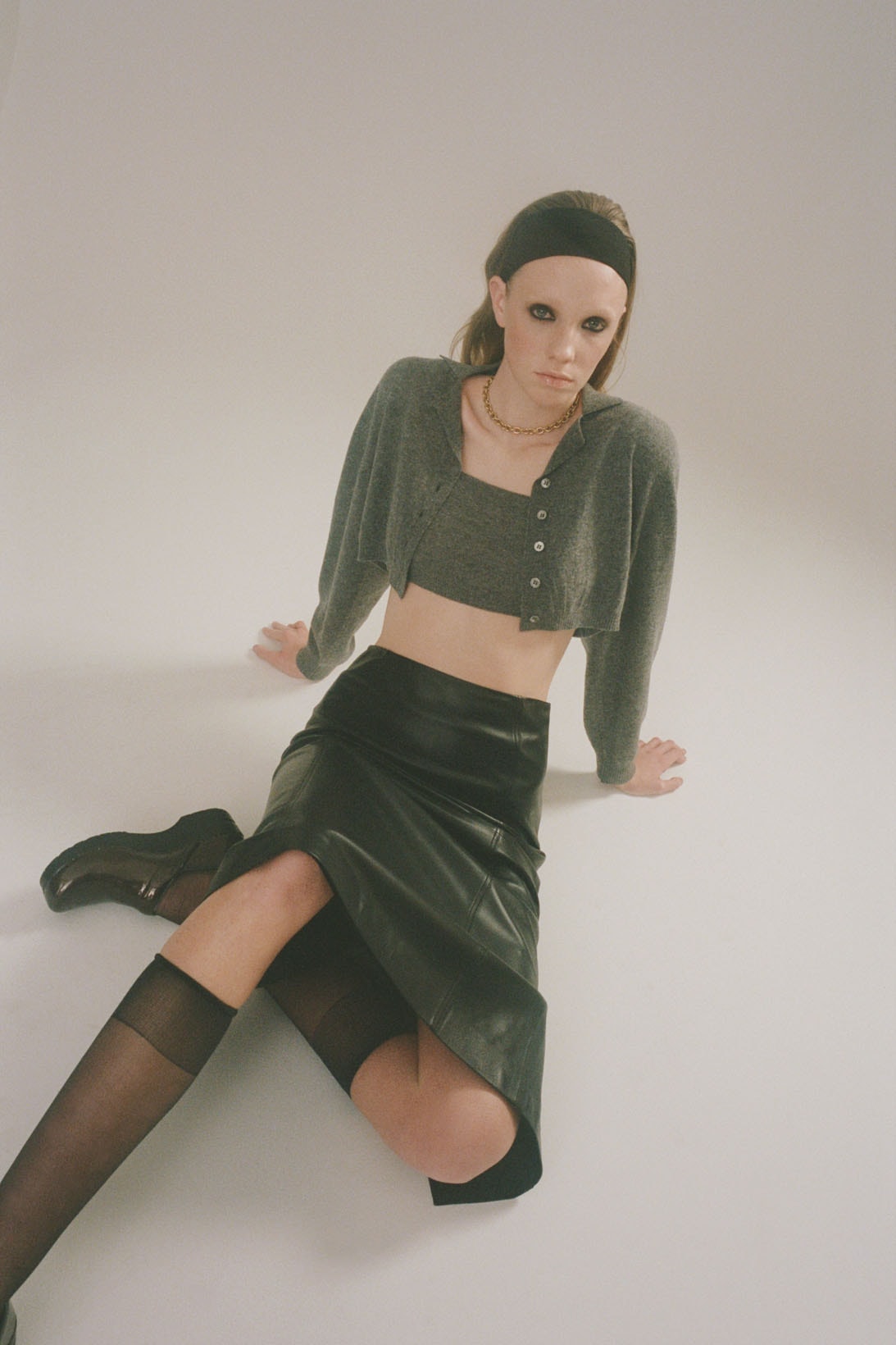 sandy liang fall winter 2021 fw21 collection knit bandeau top cardigan skirt
