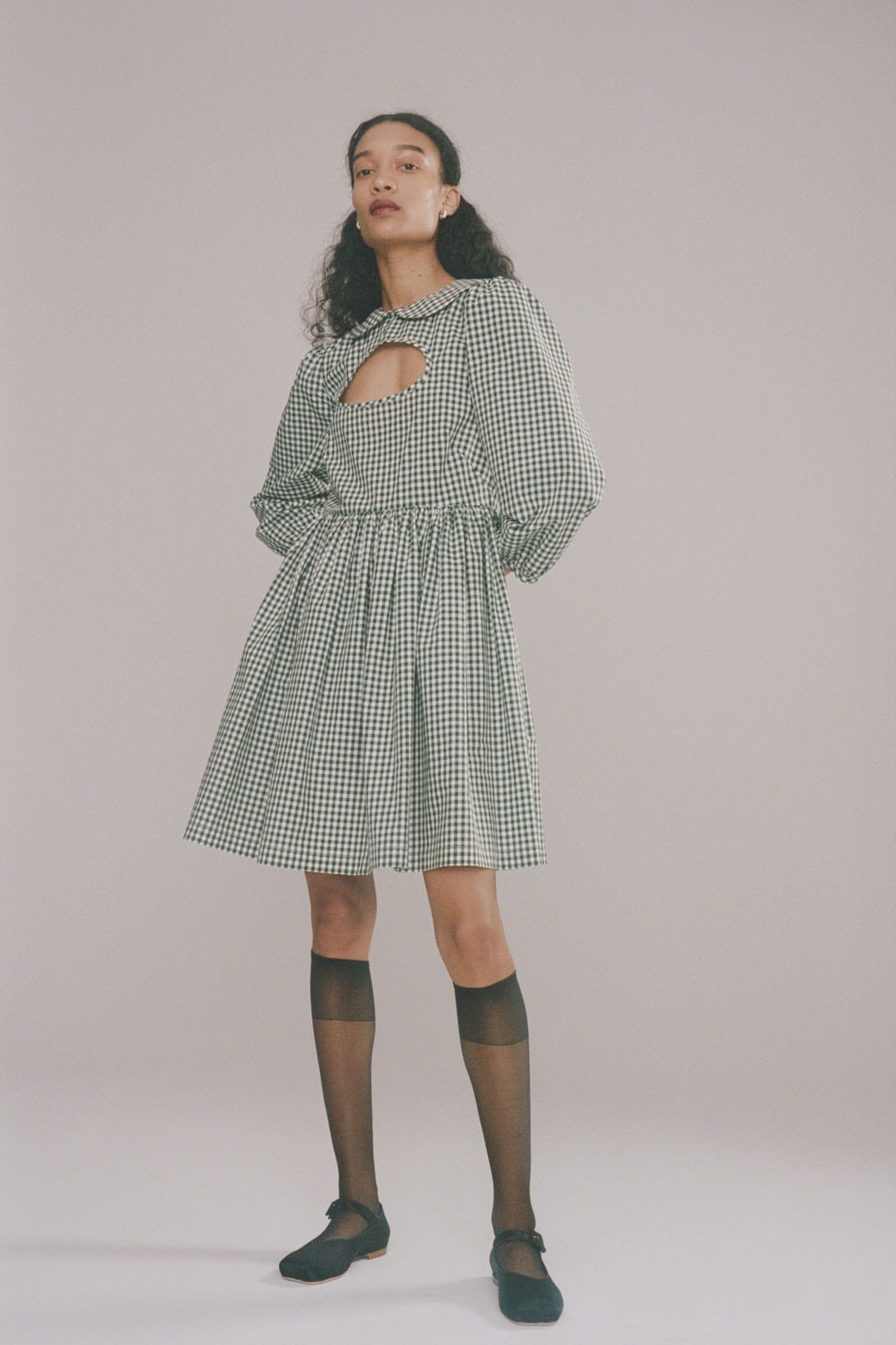 sandy liang fall winter 2021 fw21 collection gingham check dress