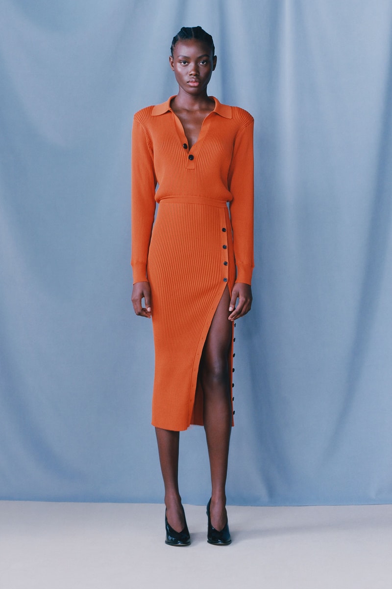 self portrait fall winter fw21 collection lookbook orange henley ribbed knit dress